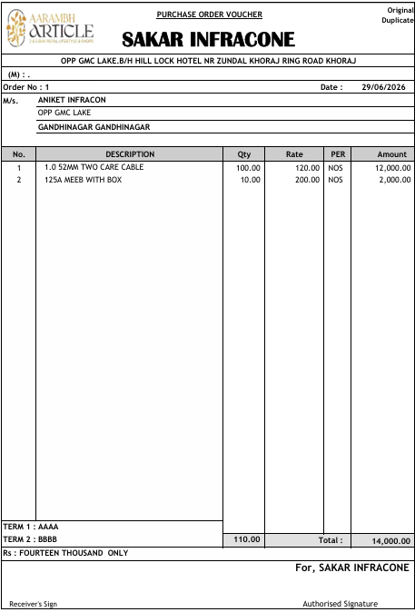 Purchase Order Generation