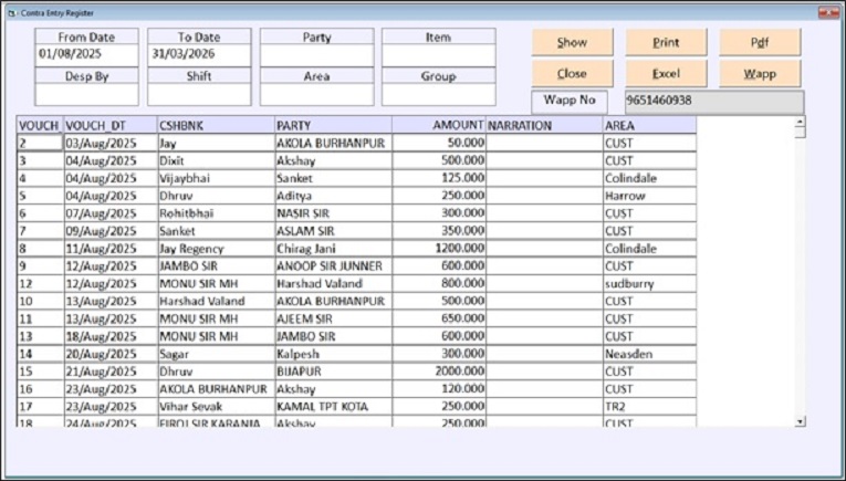 contra register